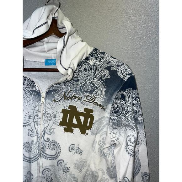 Womens Notre Dame Top Full Zip Lightweight Hooded Tee Shirt P. Michael Small - Picture 2 of 10